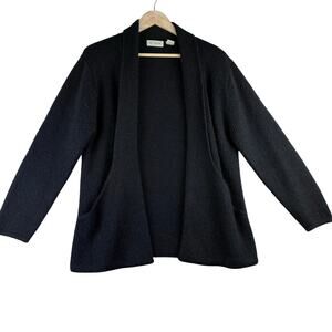 Neil Martin Wool Bl. Open Front Cardigan Sweater Womens Medium Shawl Neck Pocket